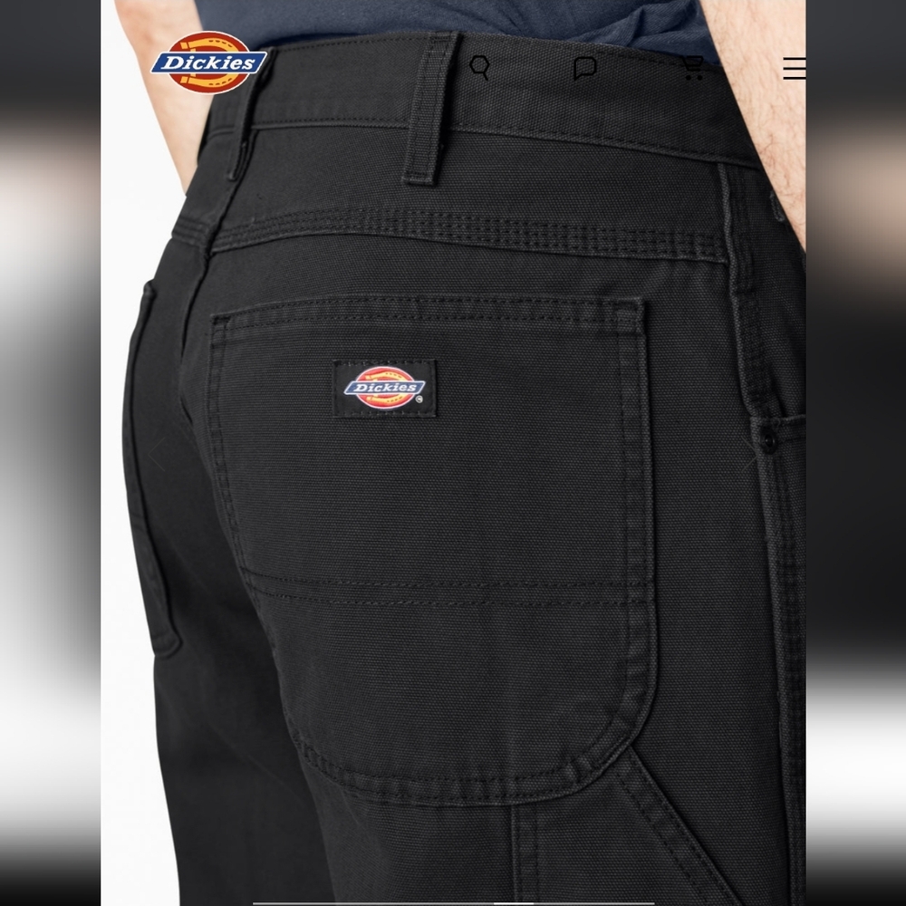 Dickie's Relaxed Fit Heavyweight Duck Carpenter Pants Rinsed Black 36x30 NWT